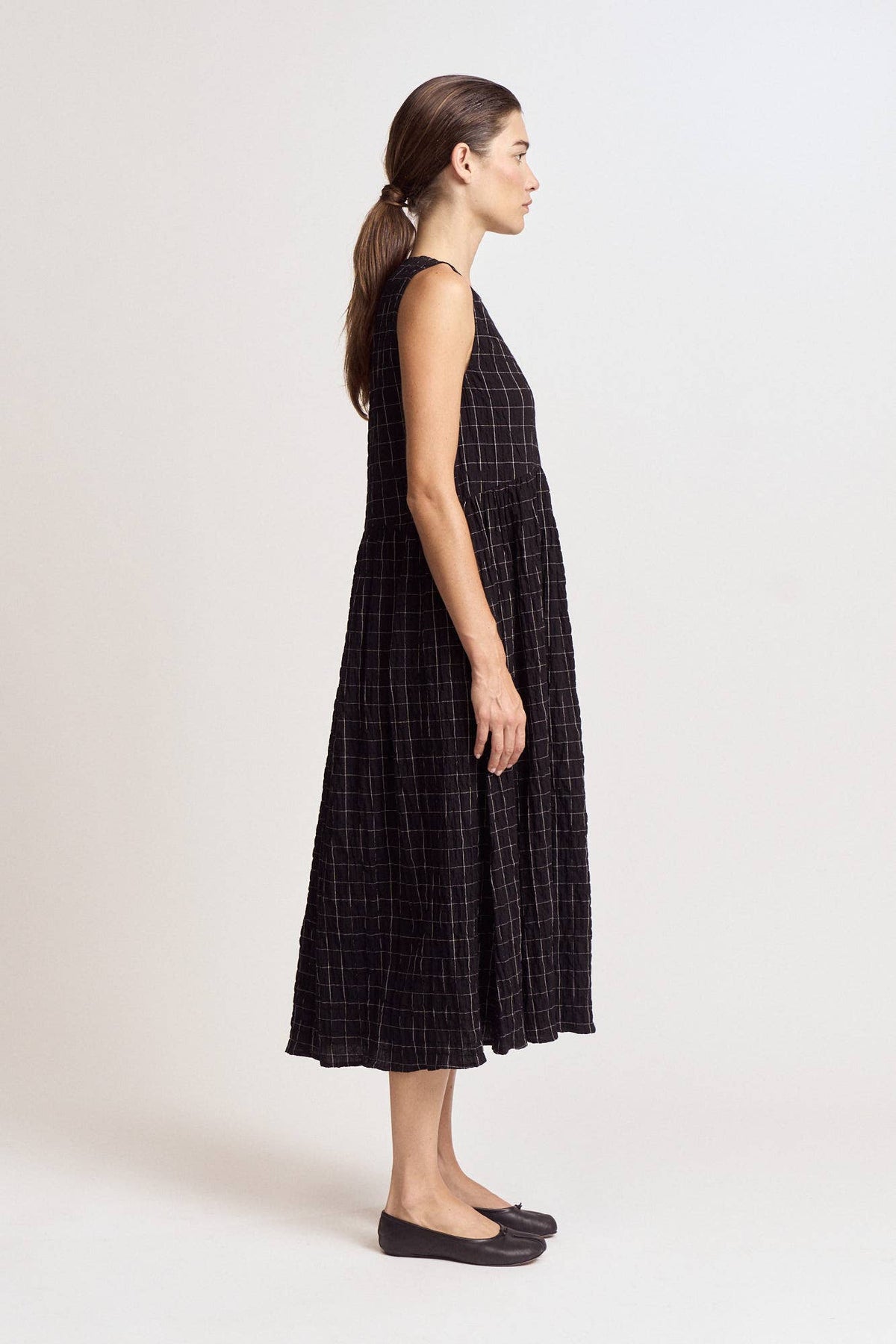 Grid Gauze Easy Dress
