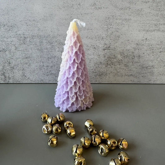 Frosty Retro Style Holiday Tree Candle - Pale Purple