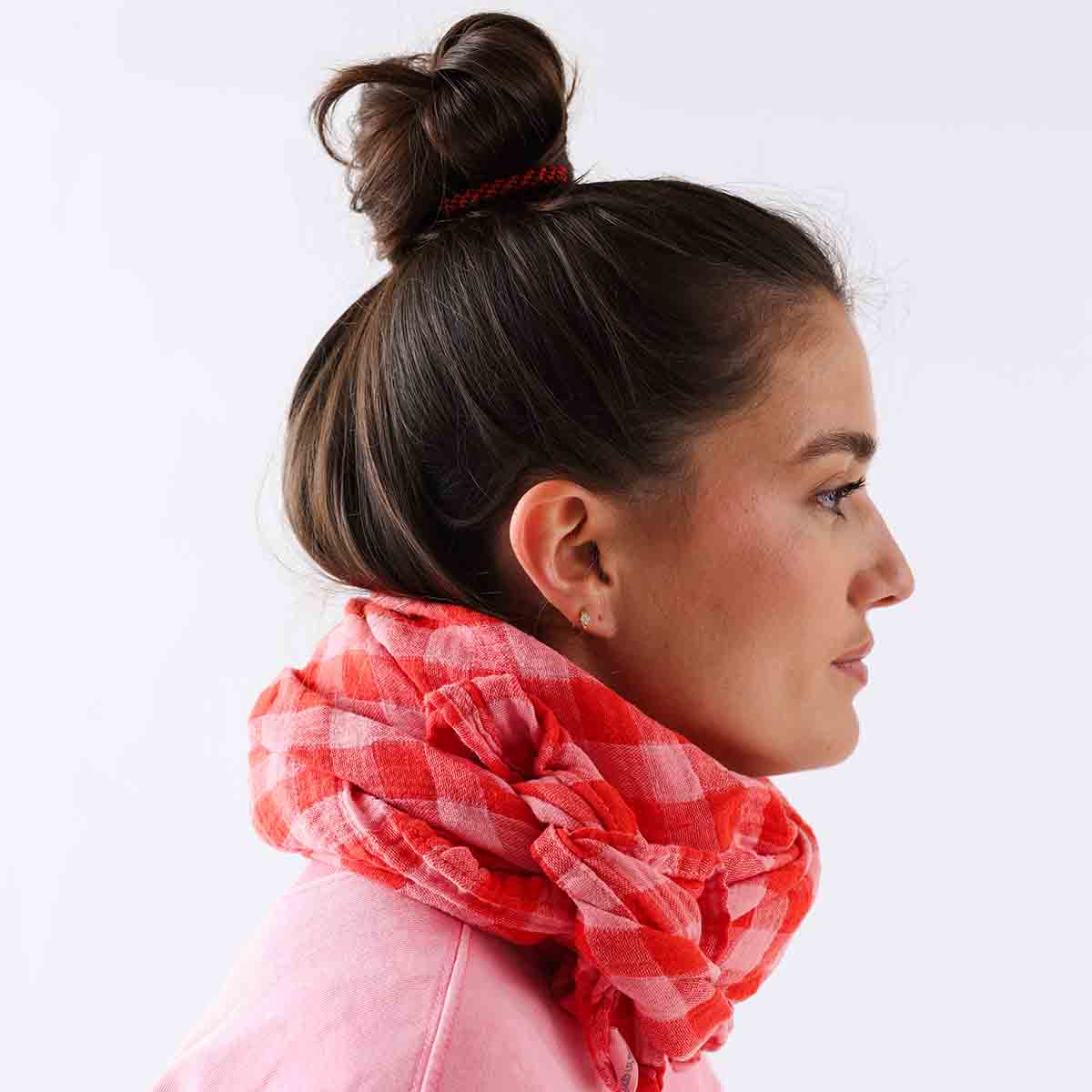 Bianca Scarf  - Gingham Red/Pink