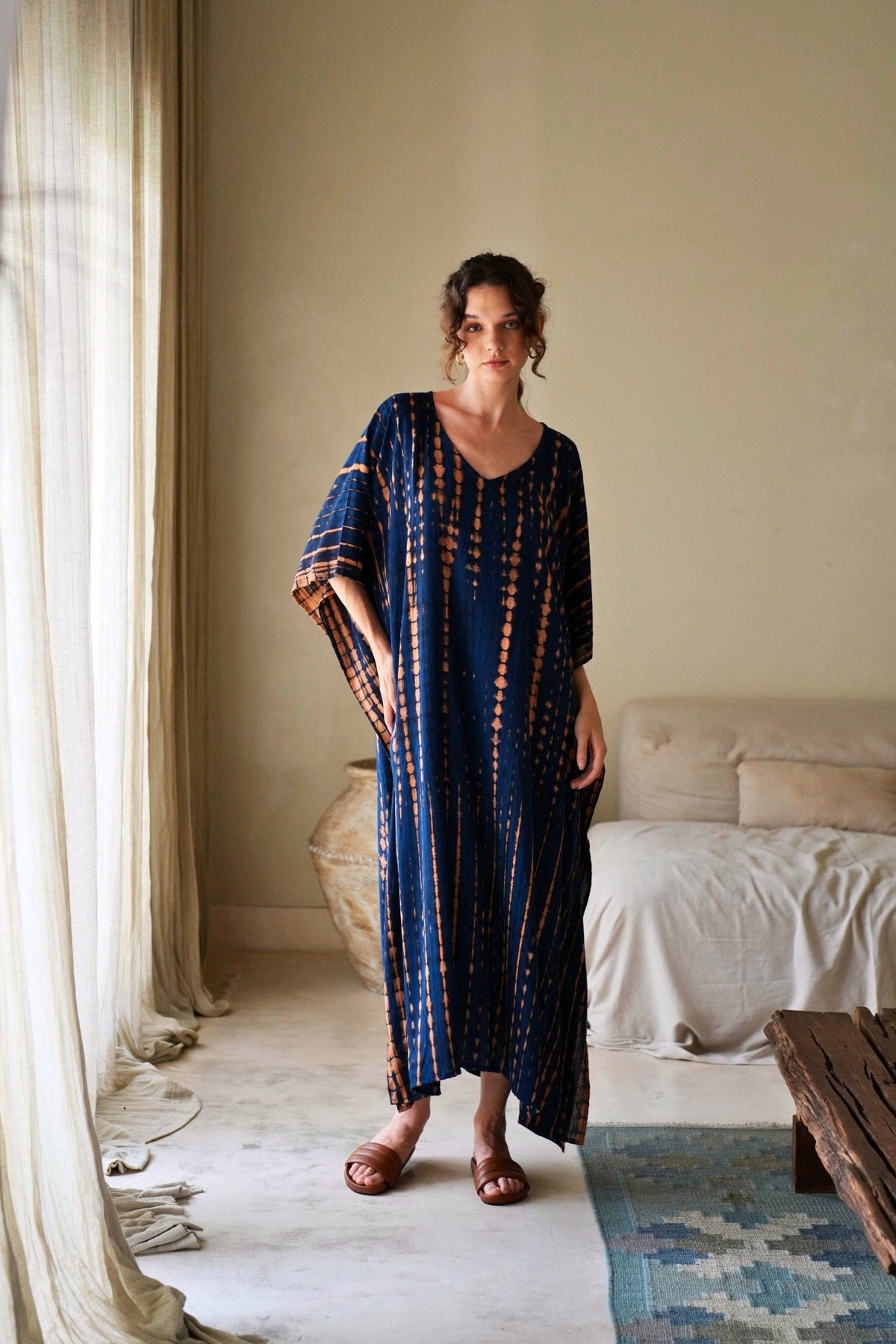 Natalie Kaftan Dress in Ocean Blue