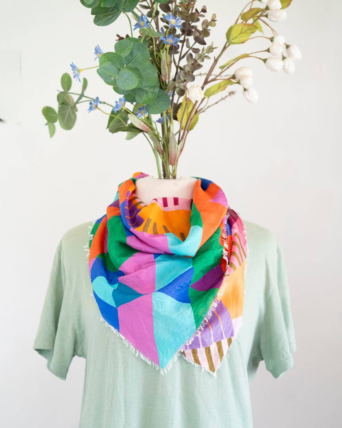 Autumn on the Plains - Shapes - Pure Silk Bandana Scarf