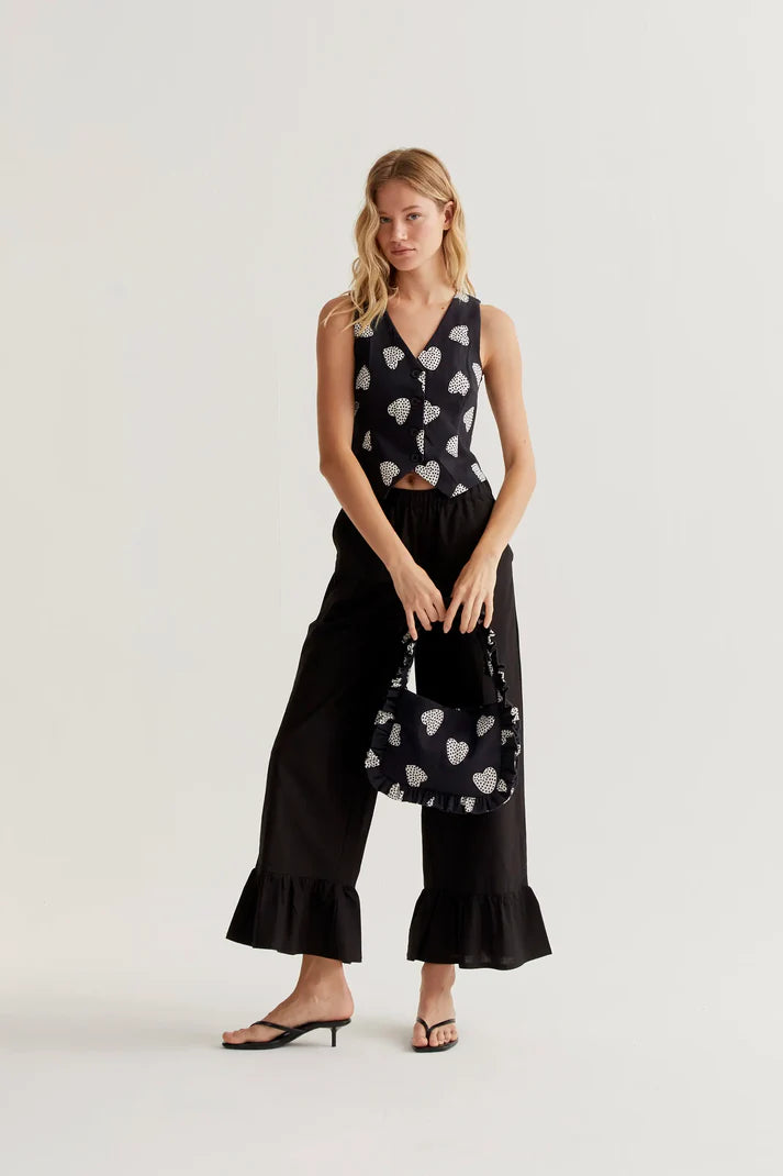 Harmony Black Heart Print Vest