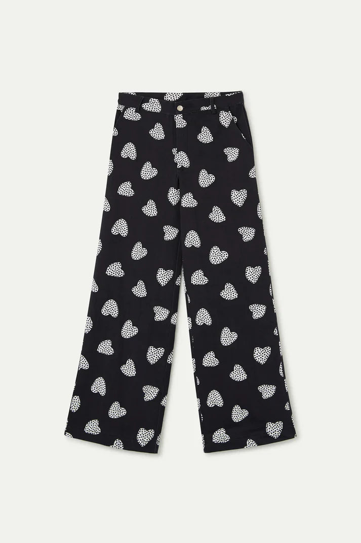 Harmony Black Heart Print Trousers