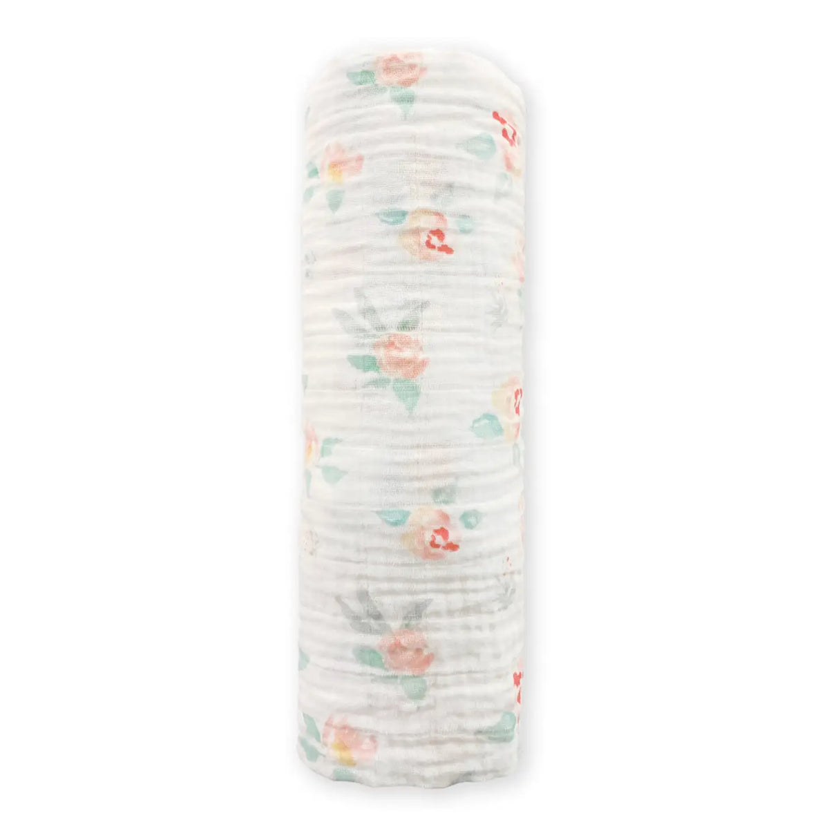 Watercolor Peachy Pink Floral Muslin Swaddle Blanket