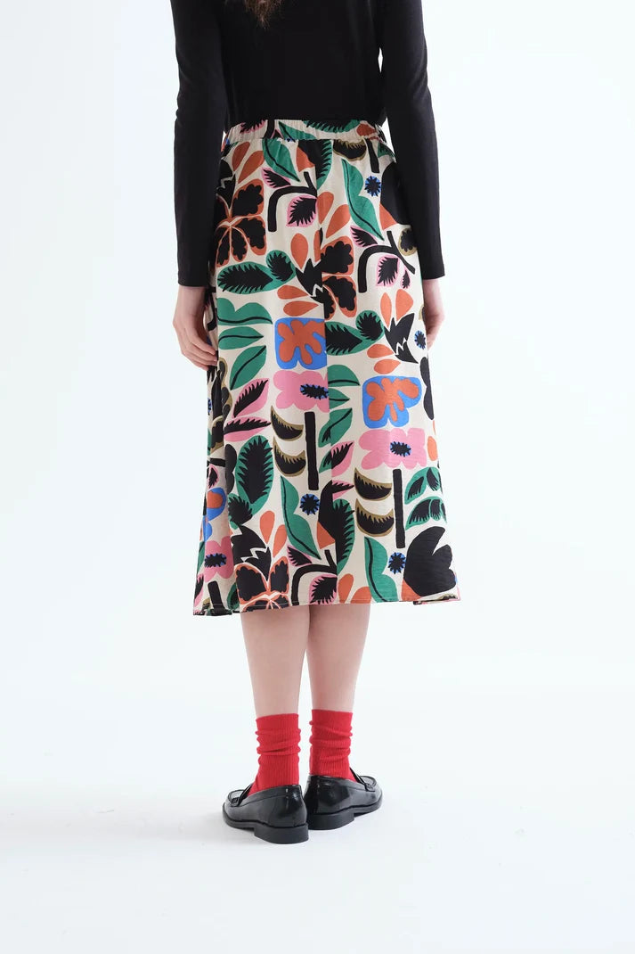 Neo Garden Print Midi Skirt