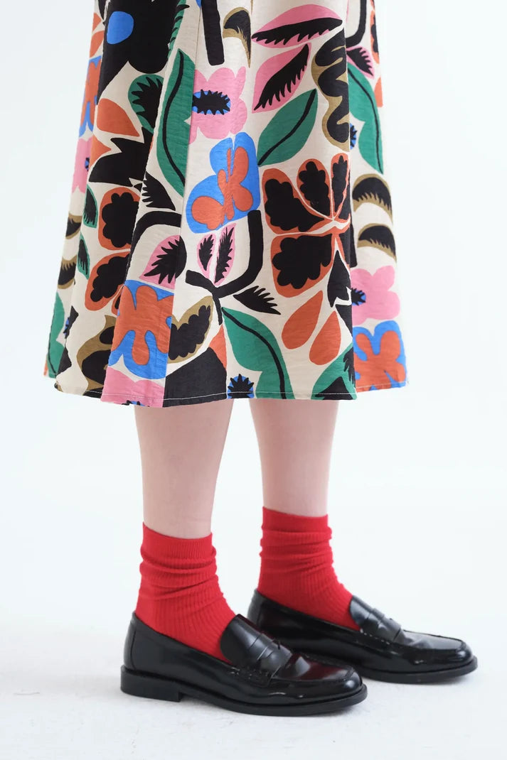 Neo Garden Print Midi Skirt