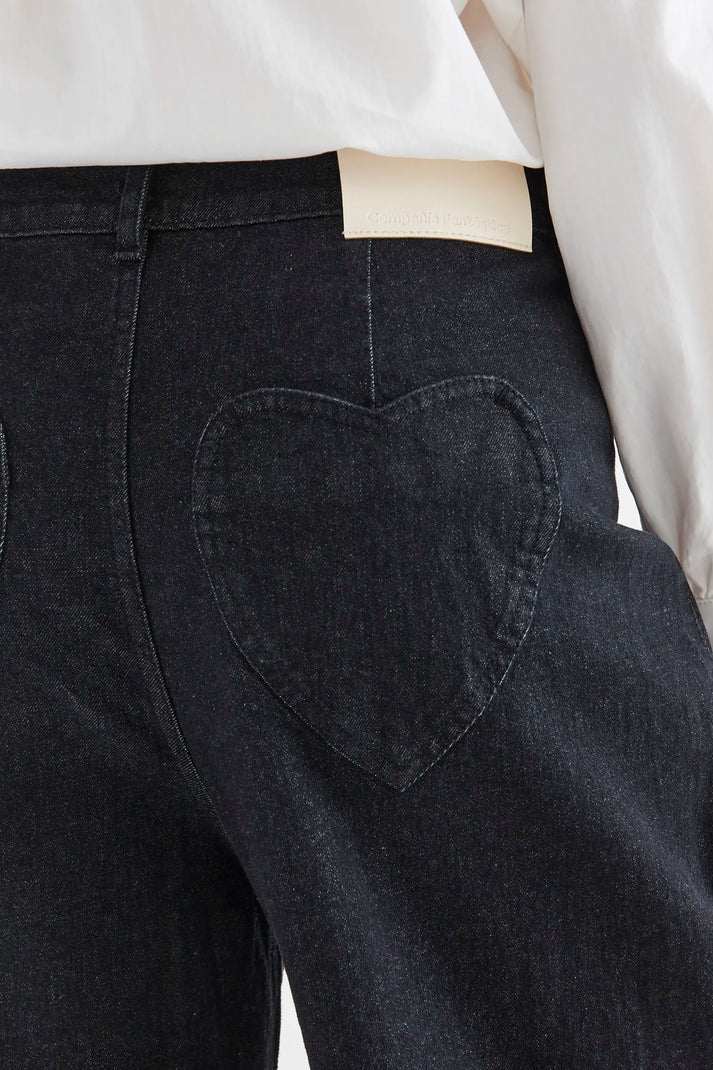 Black Denim w/Heart Pockets