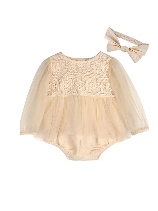 Thalia Crochet Lace Tutu Romper & Headband