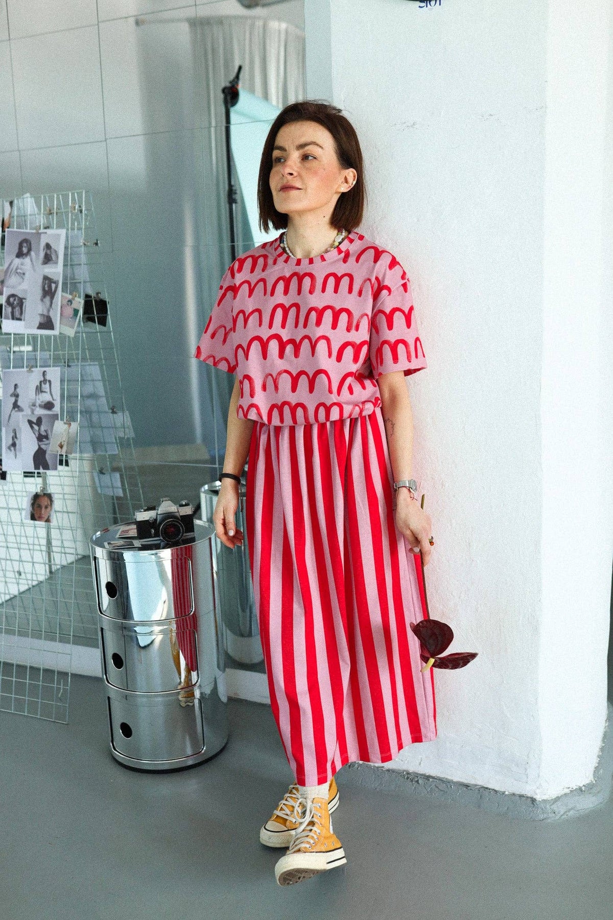 Red Waves Boxy Tee