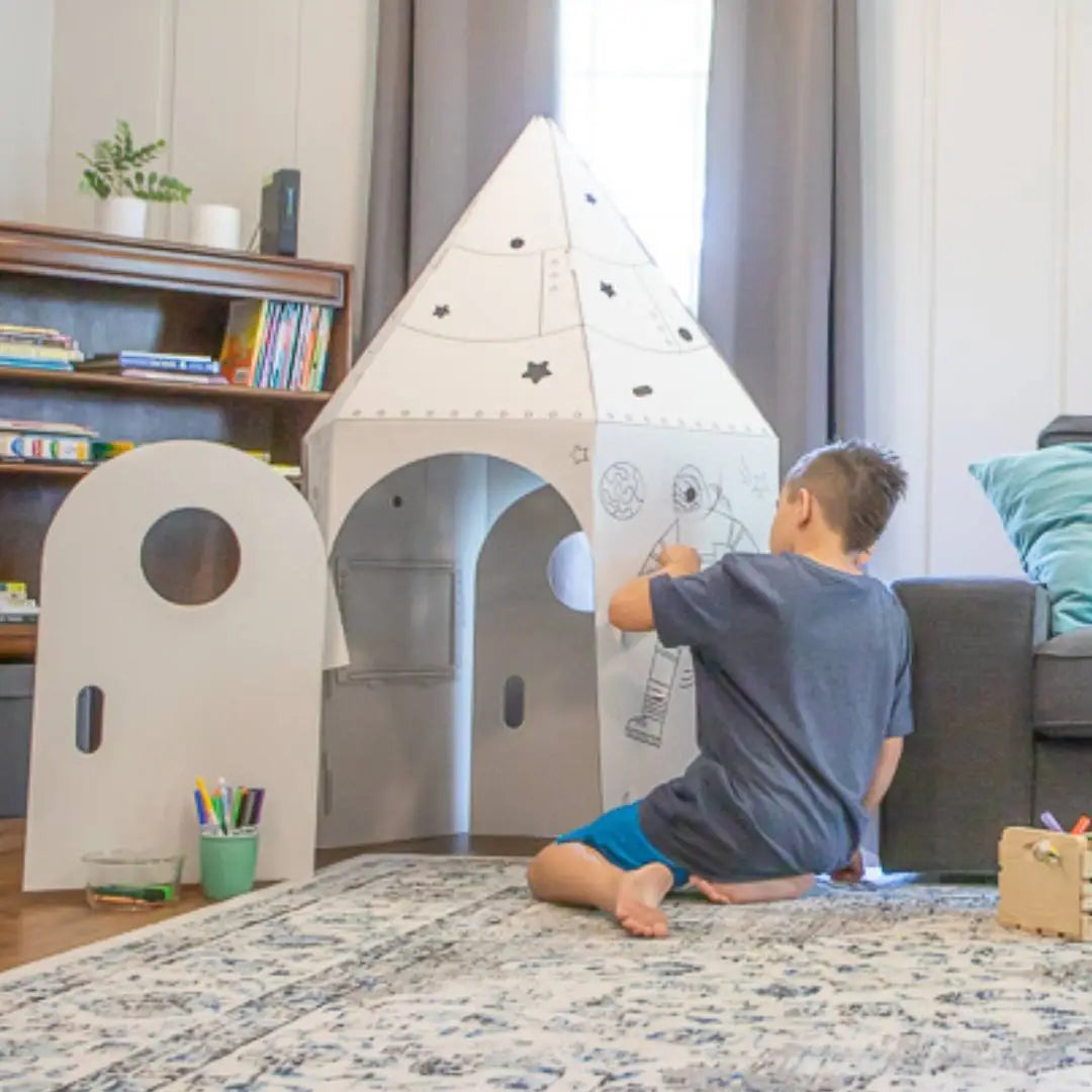 The Rocket Box Coloring Cardboard Playhouse Toy for Kids