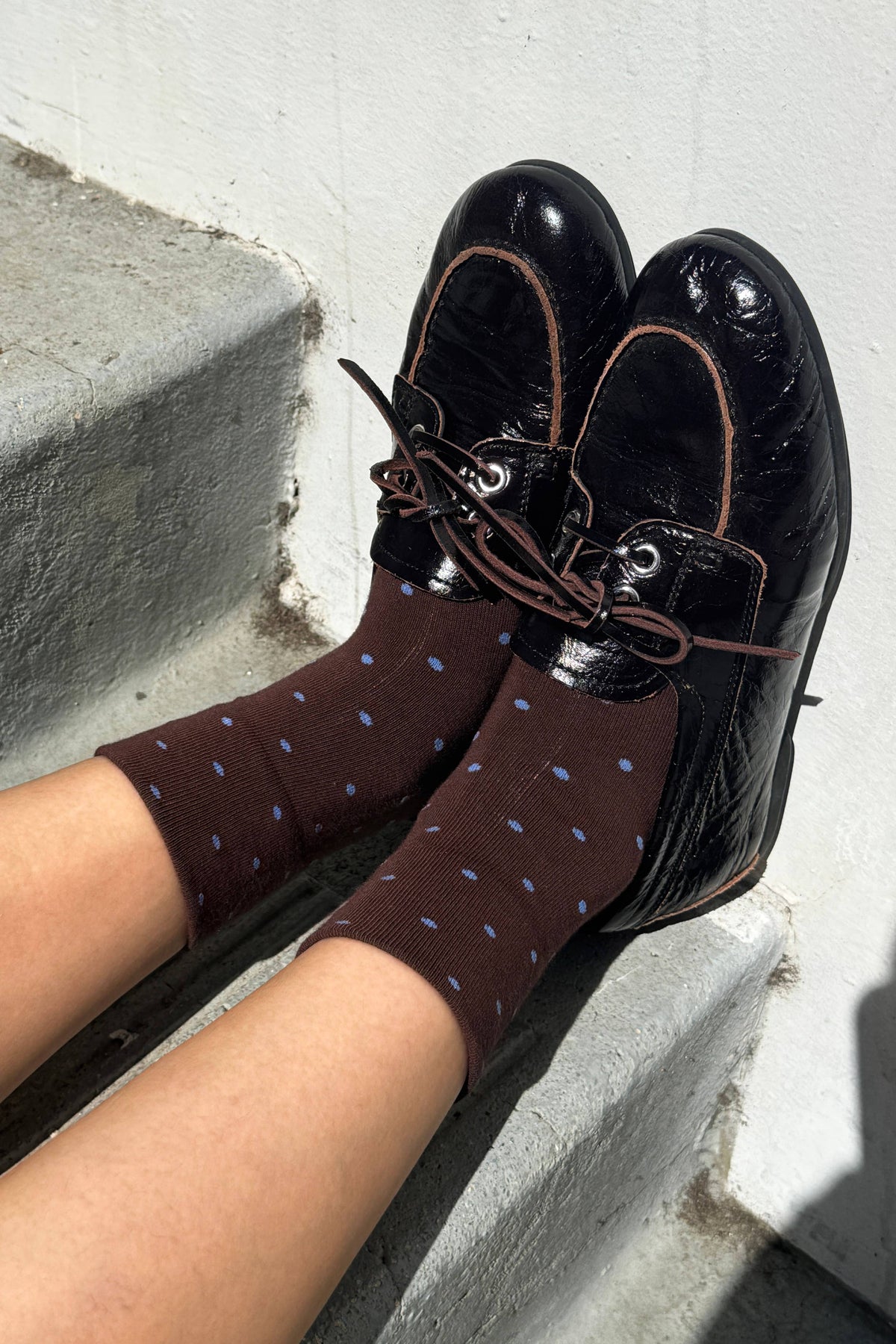 Polka Dot Sneaker Socks CACAO/BLUE