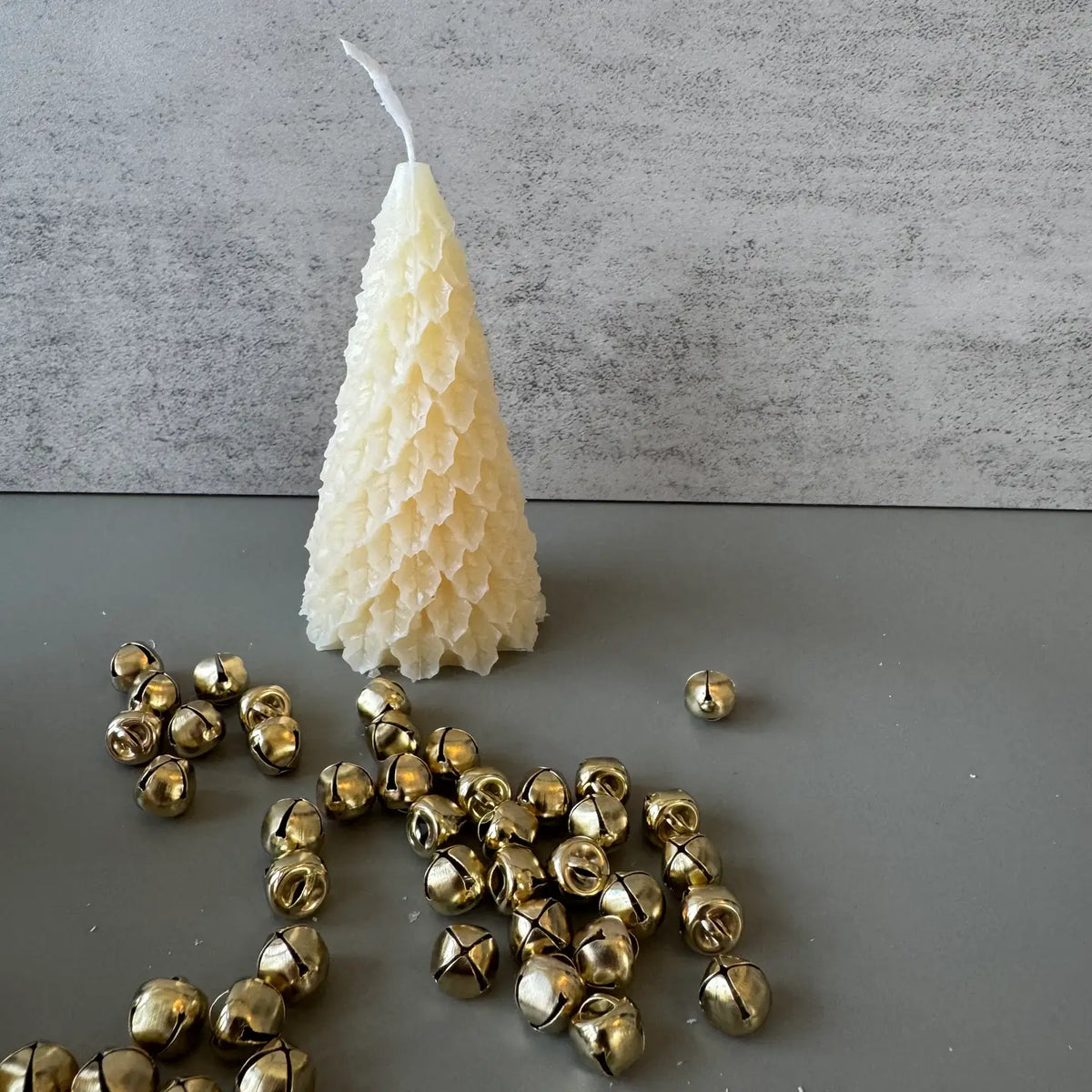 Frosty Retro Style Holiday Tree Candle - Cream