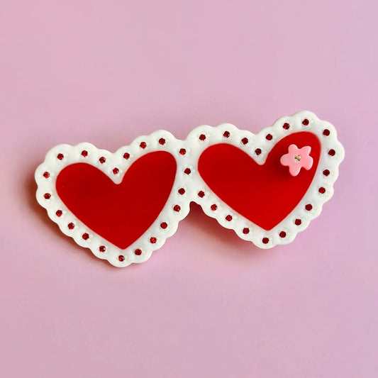 Valetines Laced Hearts Hair Alligator Clip