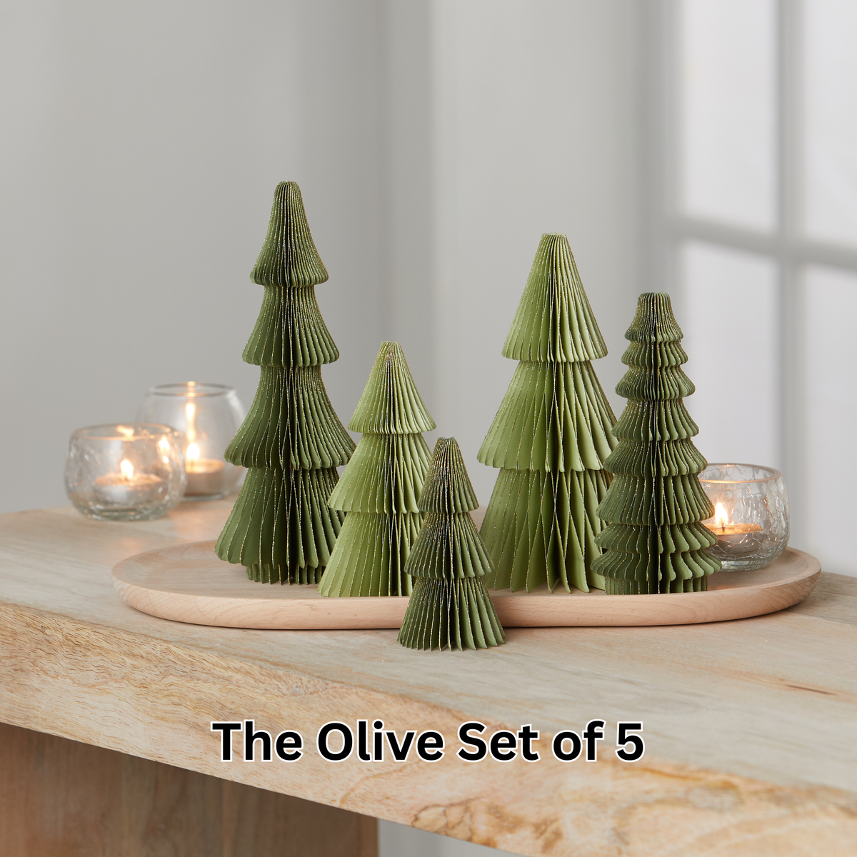 Honeycomb trees, vintage folding paper, Christmas, Winter