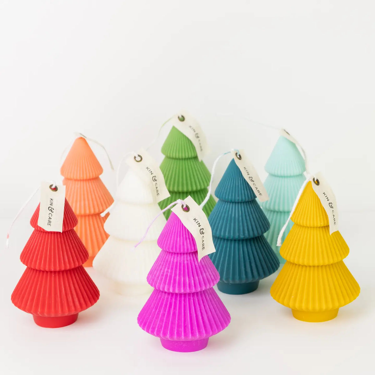 Ribbed Xmas Tree Candle - Several Colors