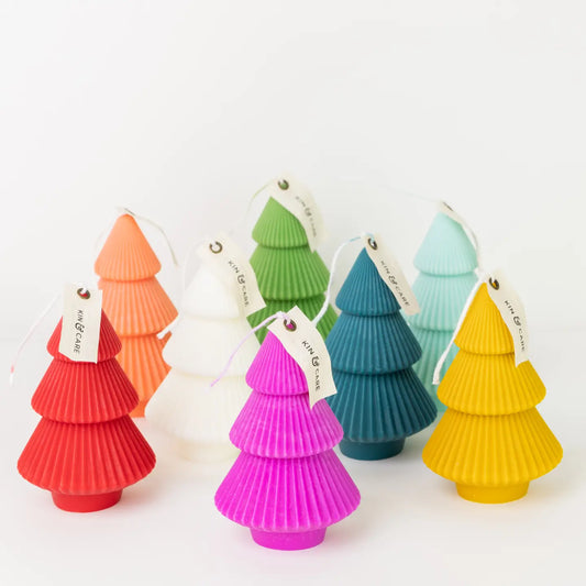Ribbed Xmas Tree Candle - Several Colors