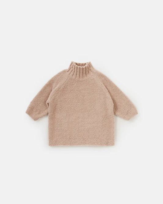 Fuzzy Boxy Mock Neck Sweater - Pecan