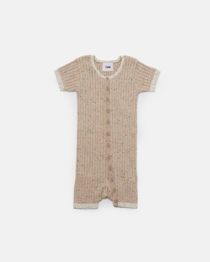 Short Sleeve Romper - Hug Me (Oat)