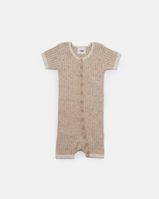 Short Sleeve Romper - Hug Me (Oat)