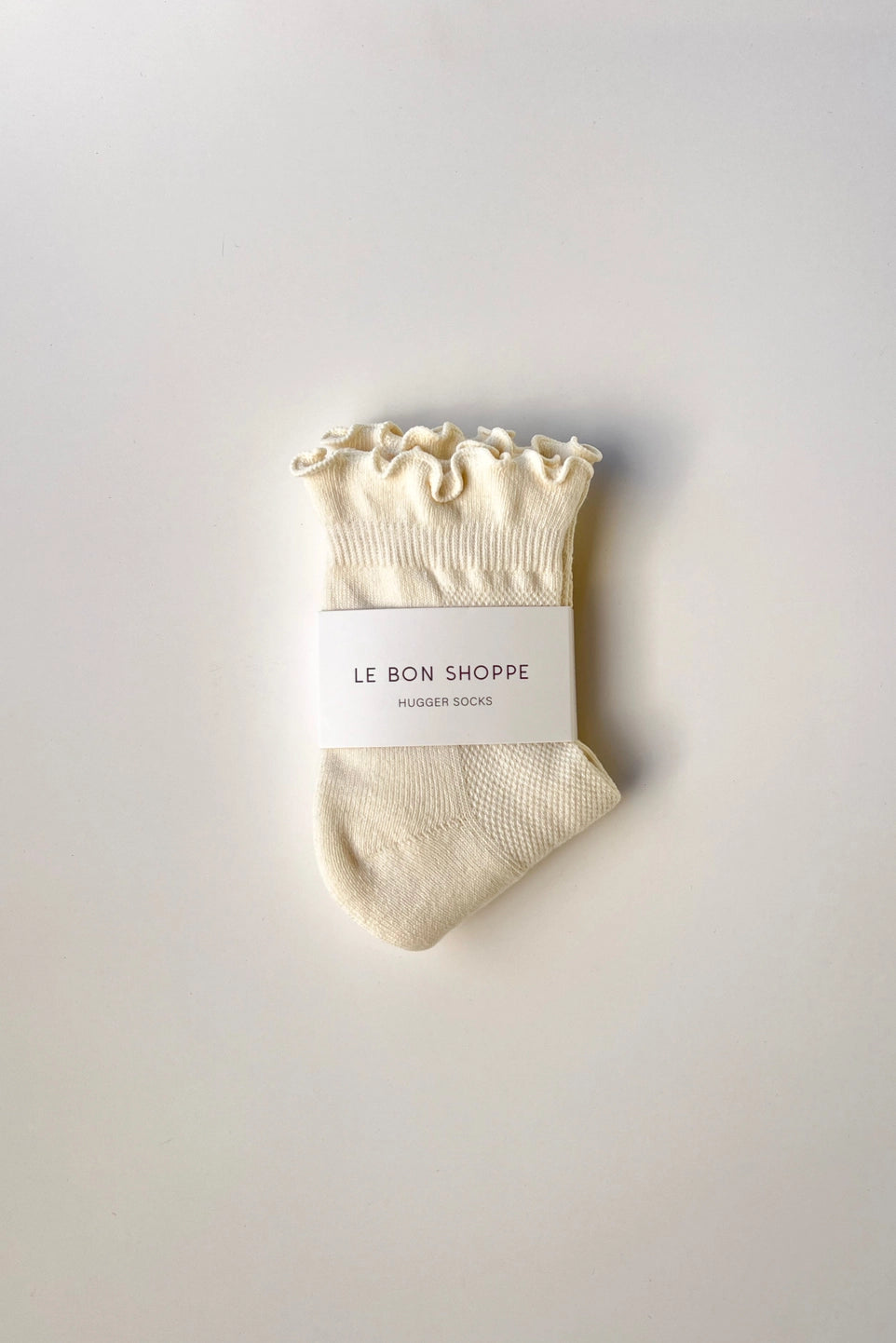 Ruffled Hugger Crew Socks - Vanilla/Red