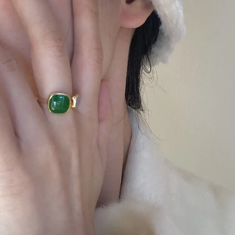 Simple Open Statement Stackable Ring - Green