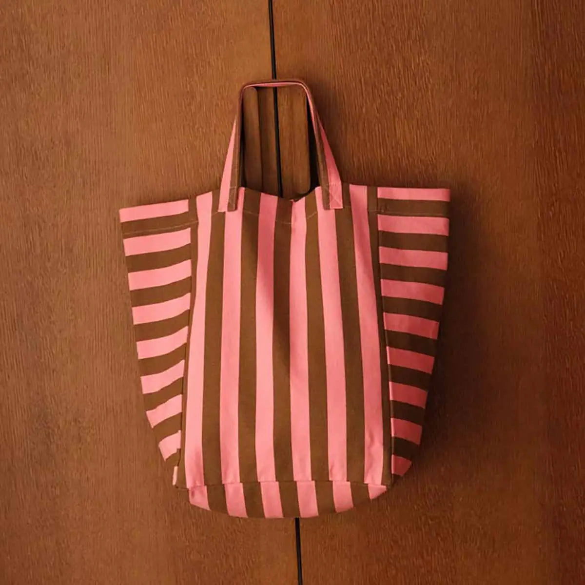 Elisabeth Tote Bag Stripes - Funky Pink/Olive