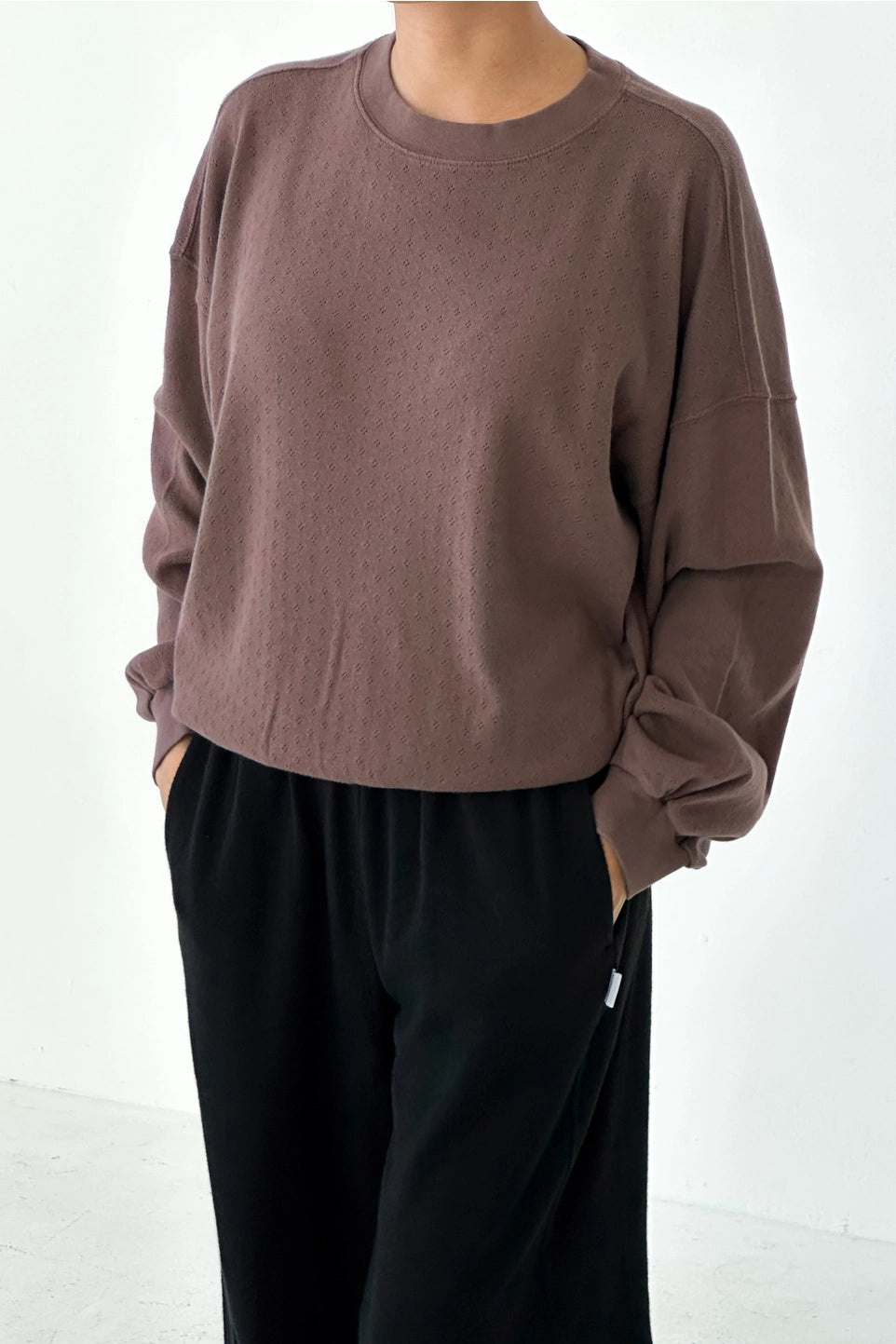Pointelle Core Sweatshirt - Chocolate