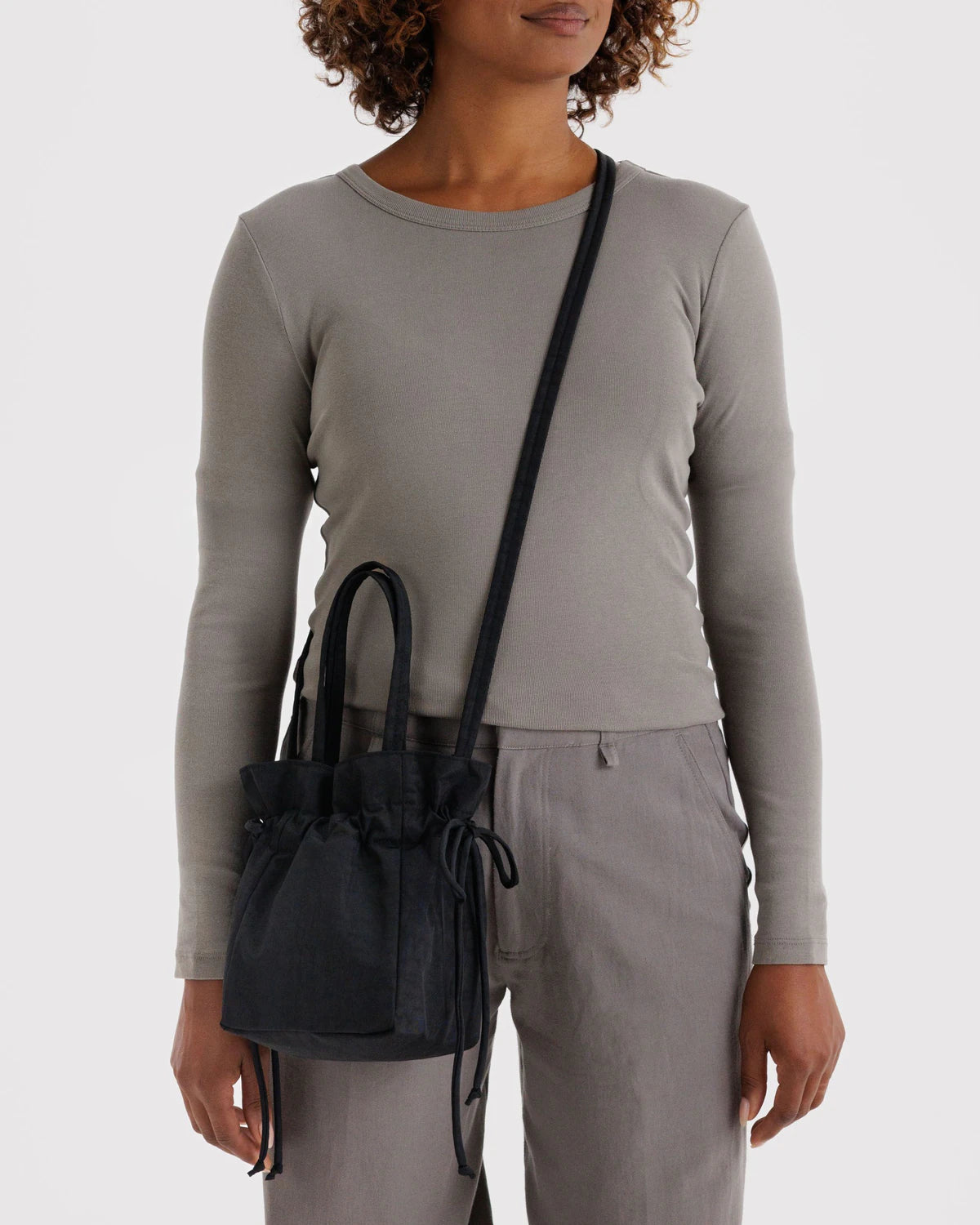Nylon Drawstring Bag - Black