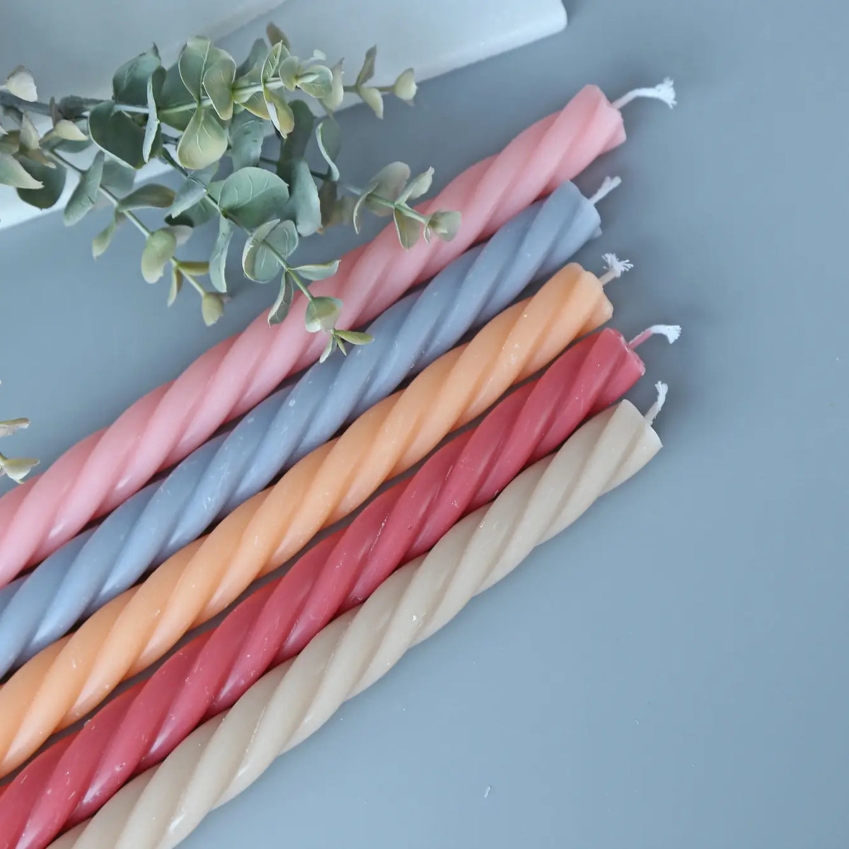Long Spiral Taper Candles - Muted Red