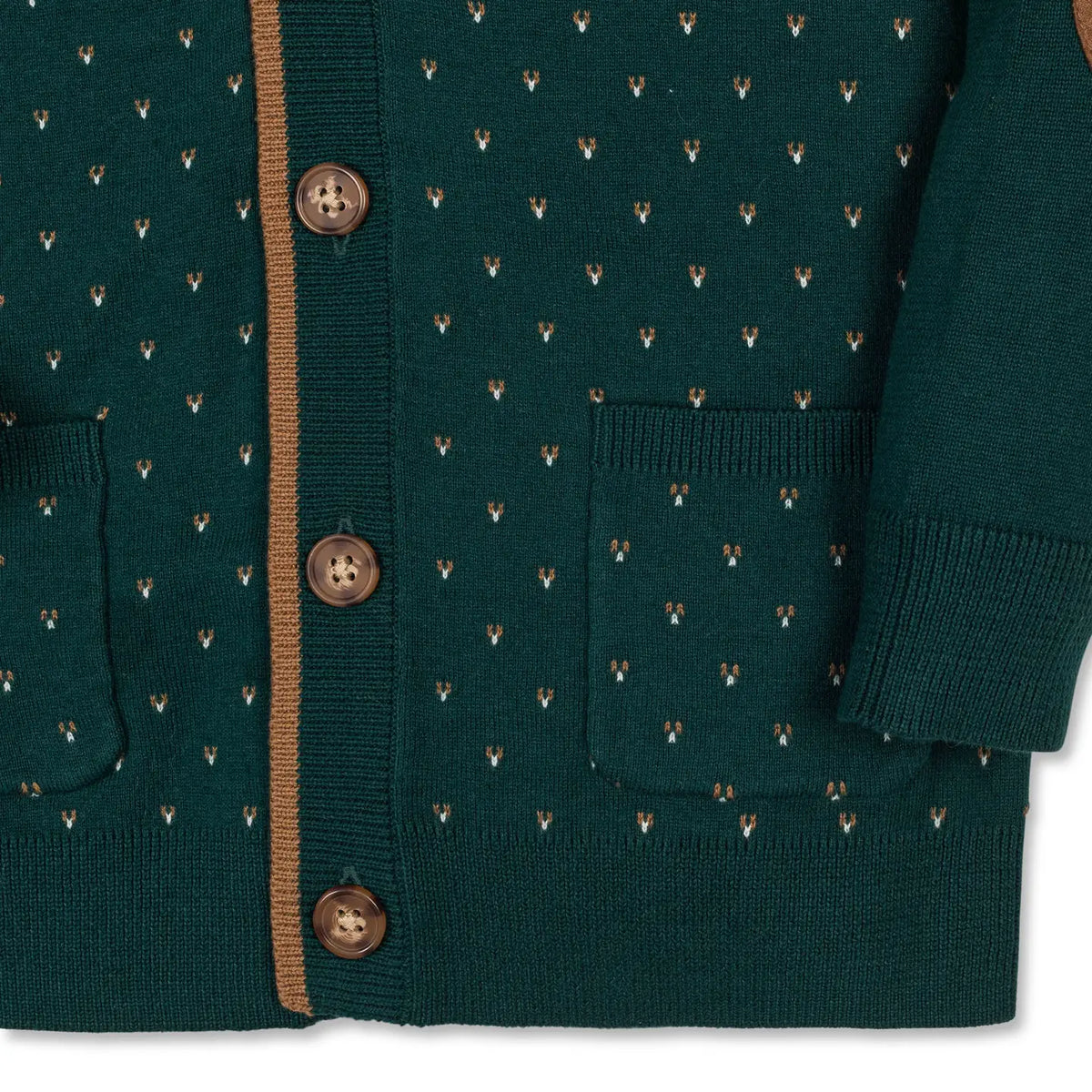 Organic Tipped Cardigan with Elbow Patches