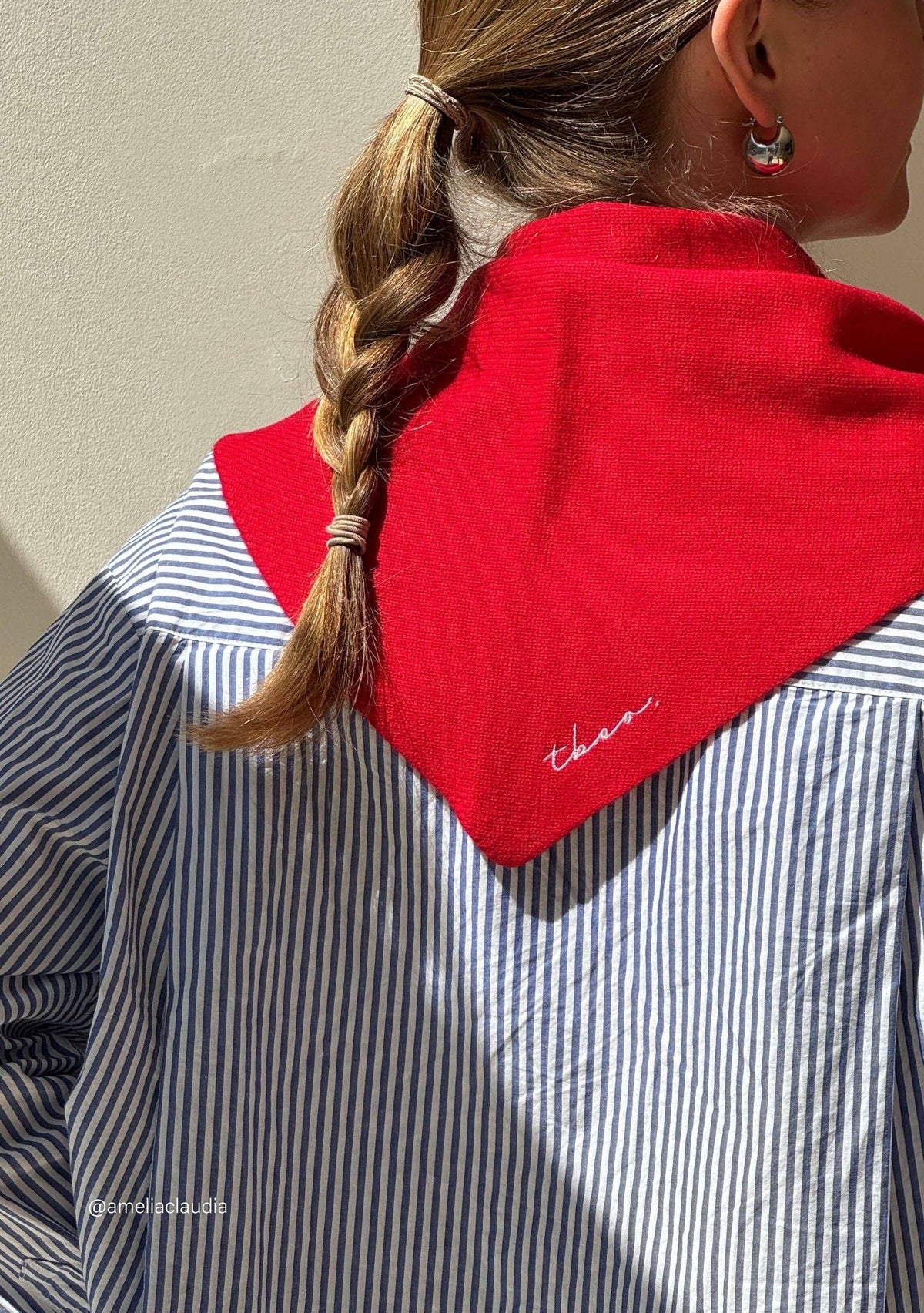 Merino Triangle Scarf in Red