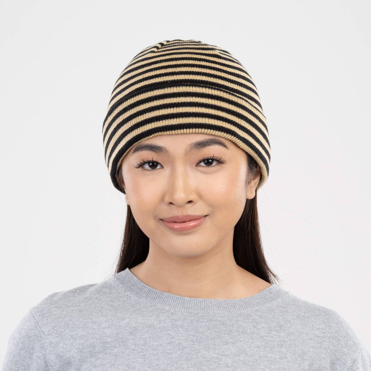 Simple Stripe Knit Beanie - Three Colors