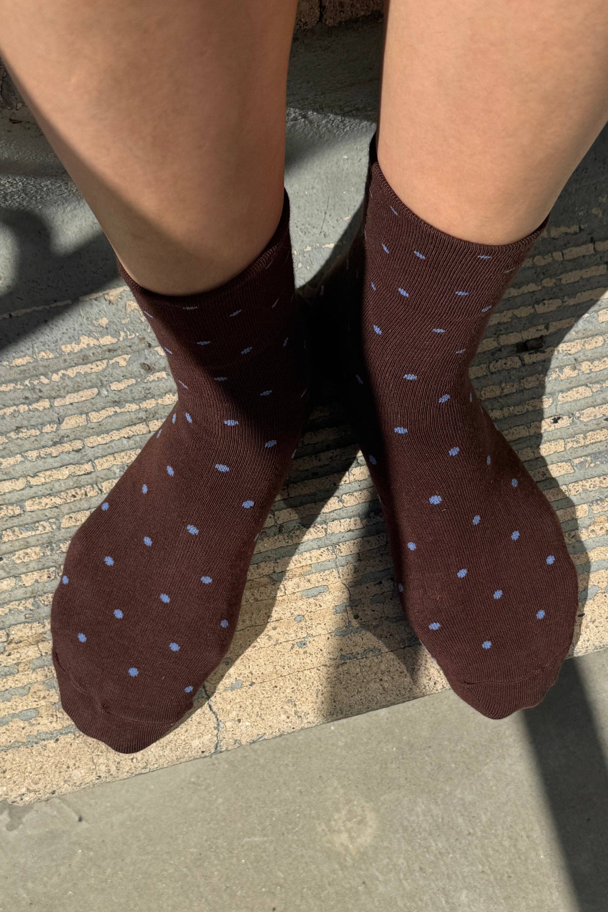 Polka Dot Sneaker Socks CACAO/BLUE