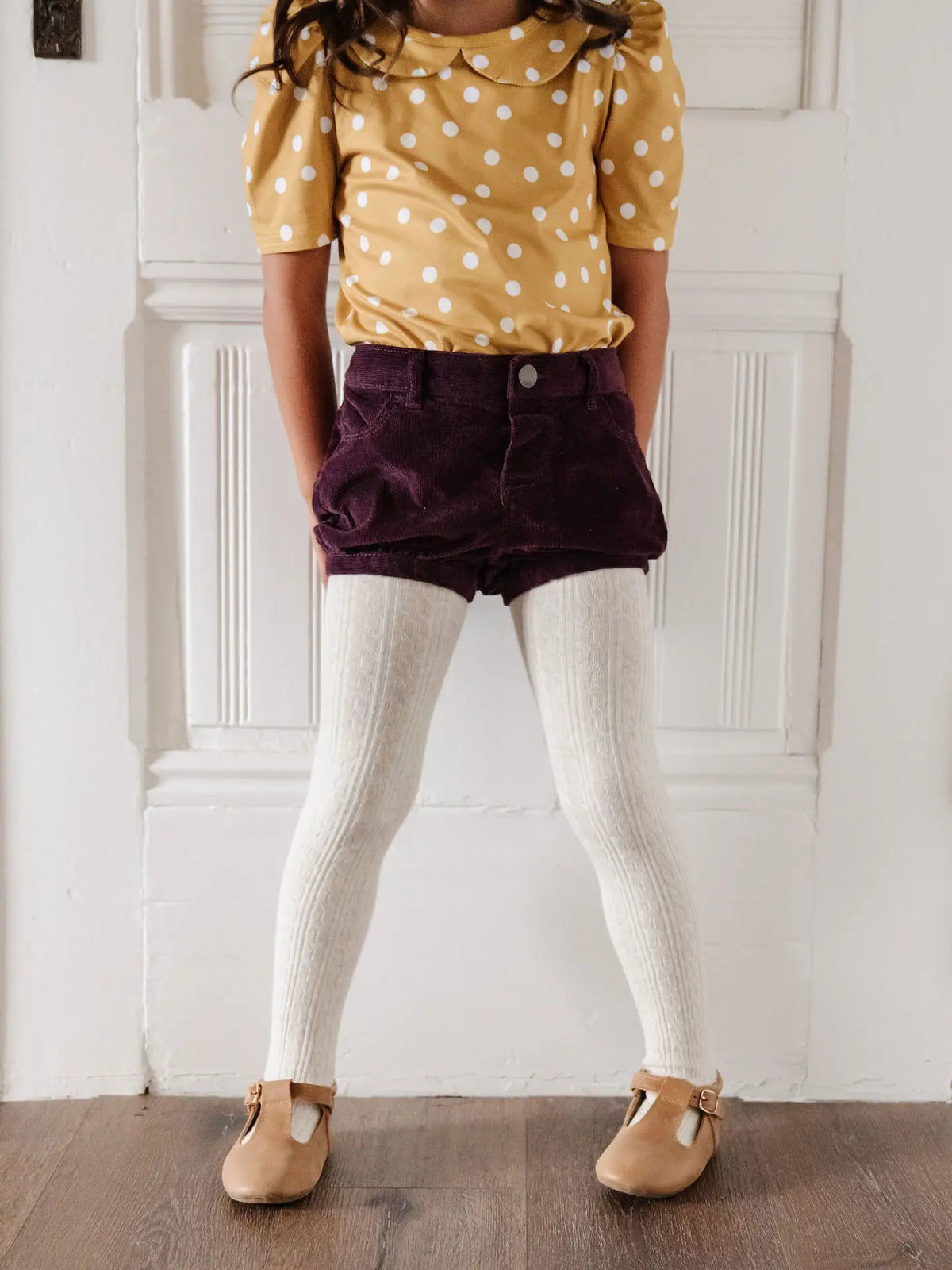 Cable Knit Tights - Heathered Ivory