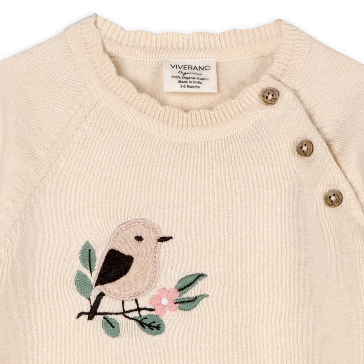 Organic Bird & Floral Embroidered Jumpsuit