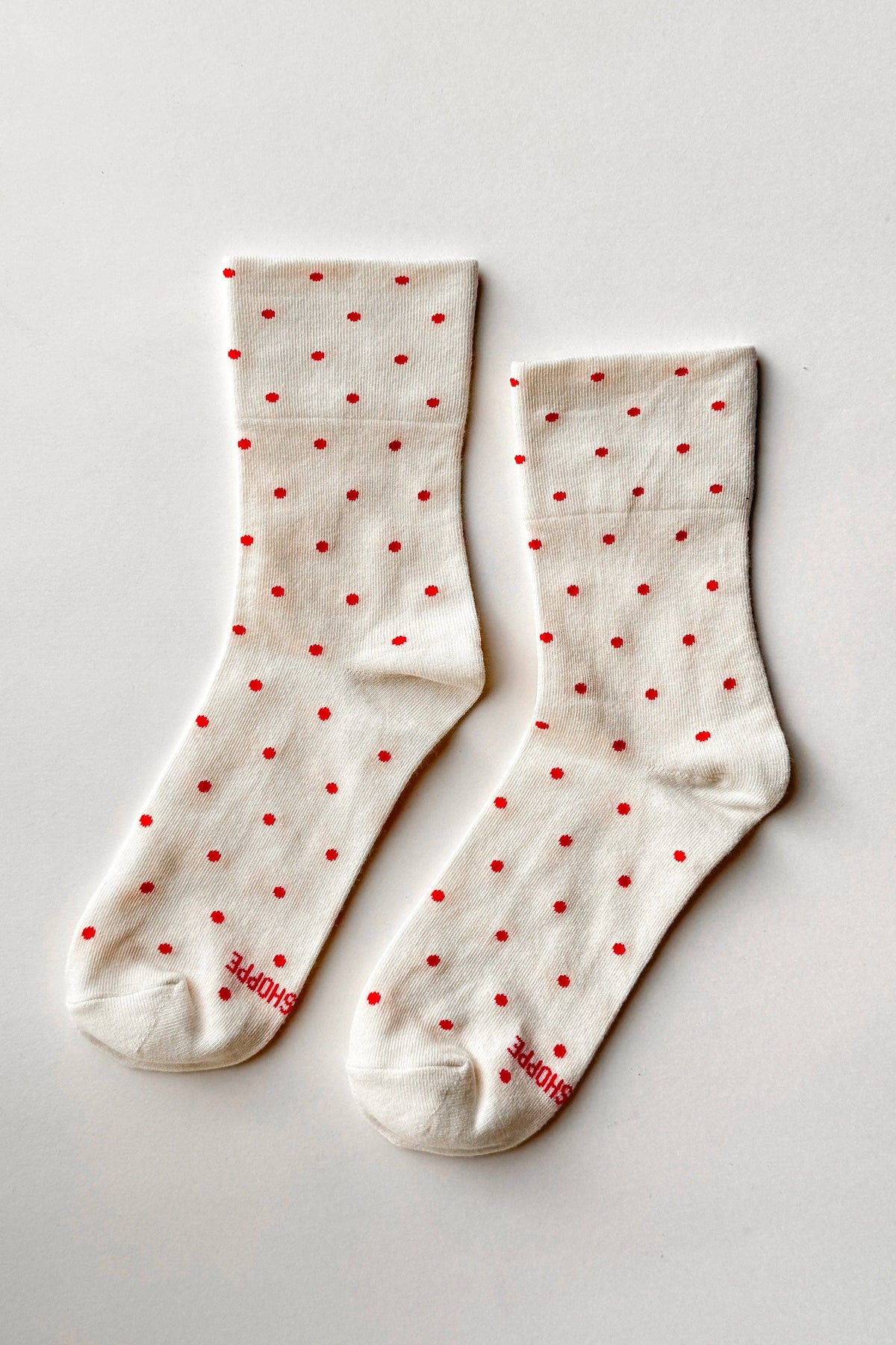 Polka Dot Sneaker Socks CREAM/RED