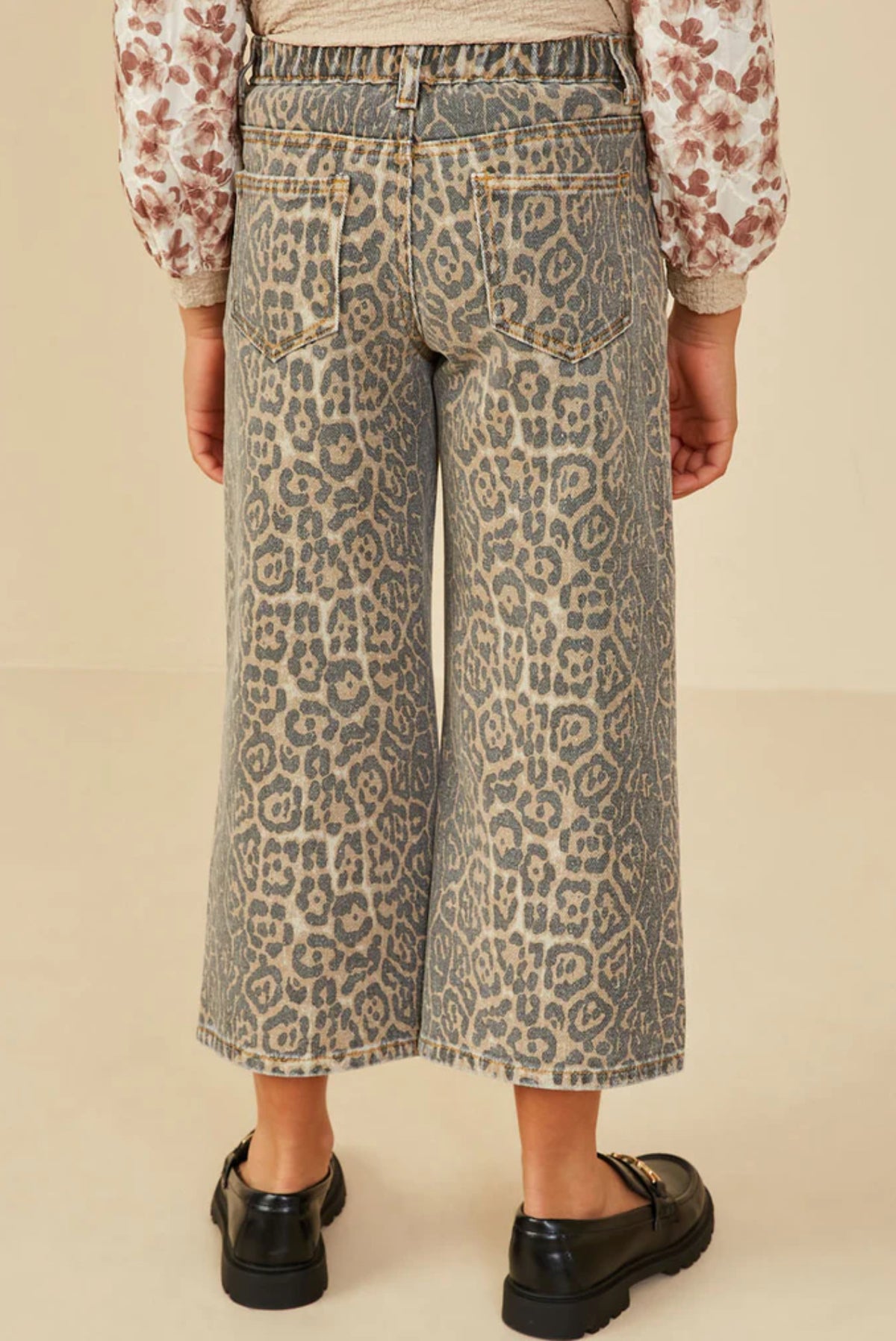Washed Leopard Print Relaxed Fit Denim Jeans