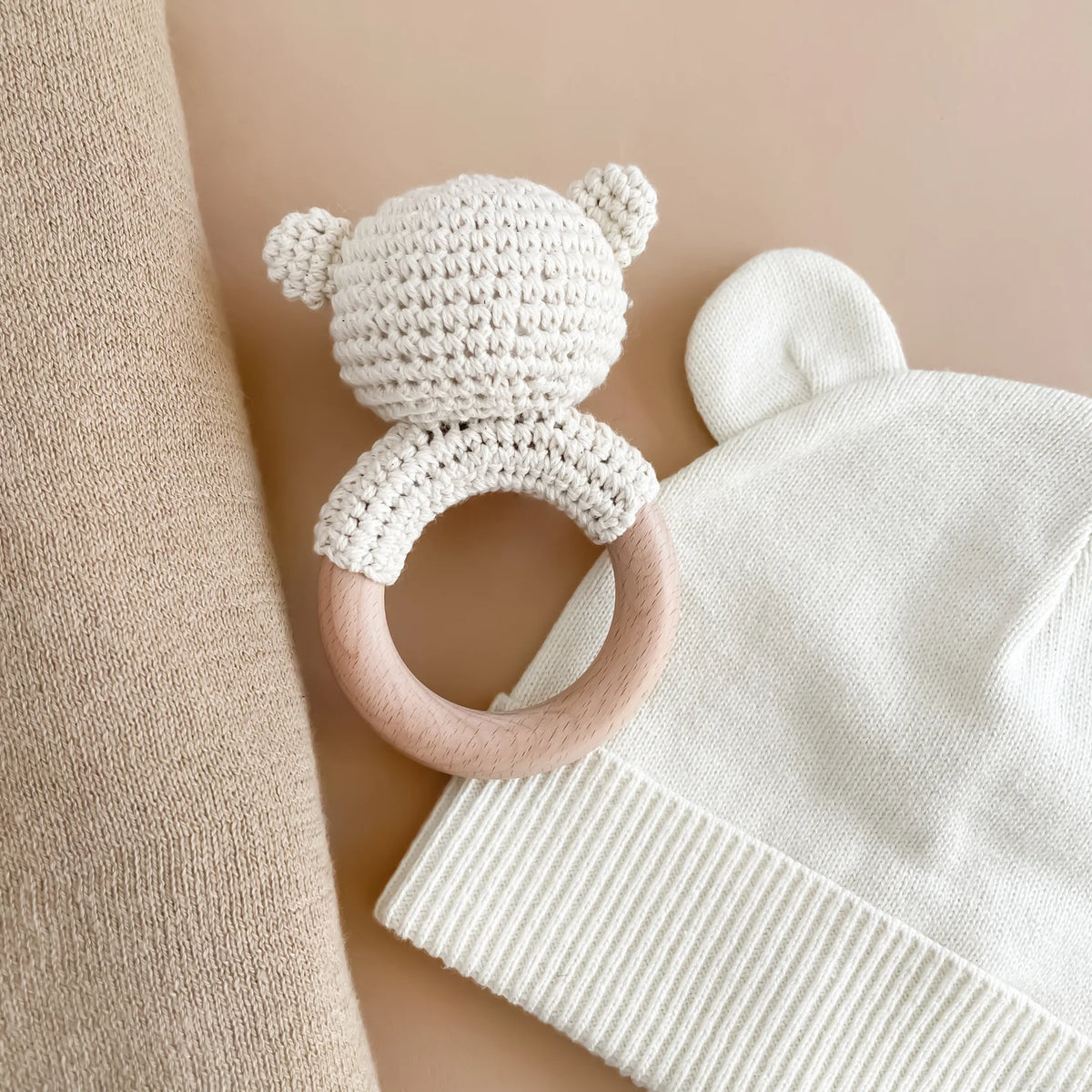 Teether Bear Cotton Rattle