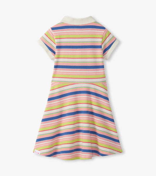 Girls Vintage Camp Stripe Pique Polo Dress