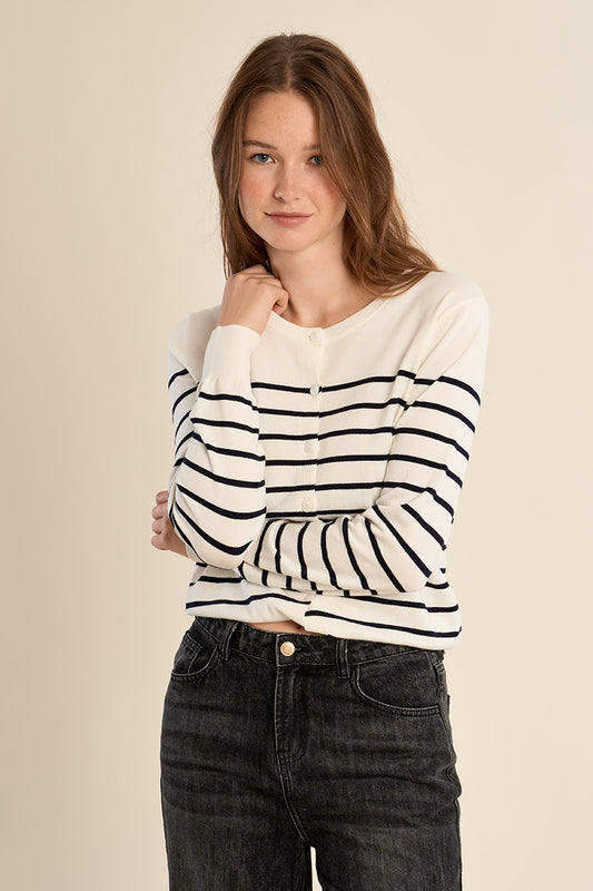 Striped Cardigan - Off White