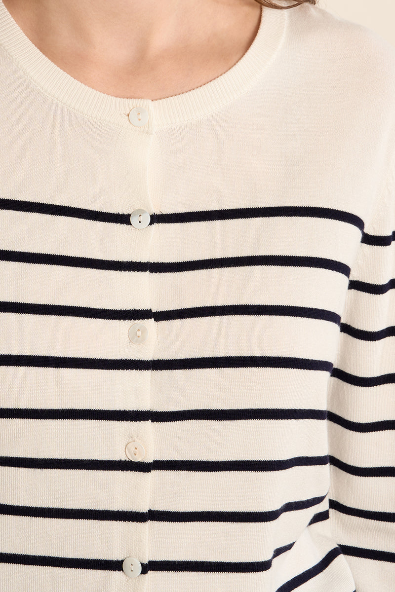 Striped Cardigan - Off White