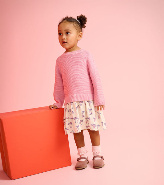 Painterly Bows Sweater Dress