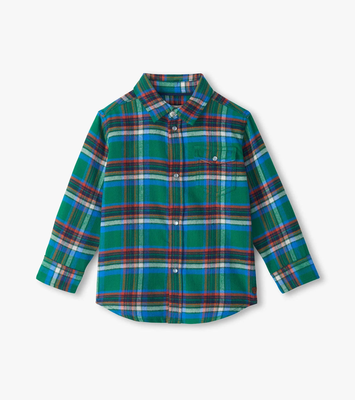 Fall Plaid Button Down Shirt - Green