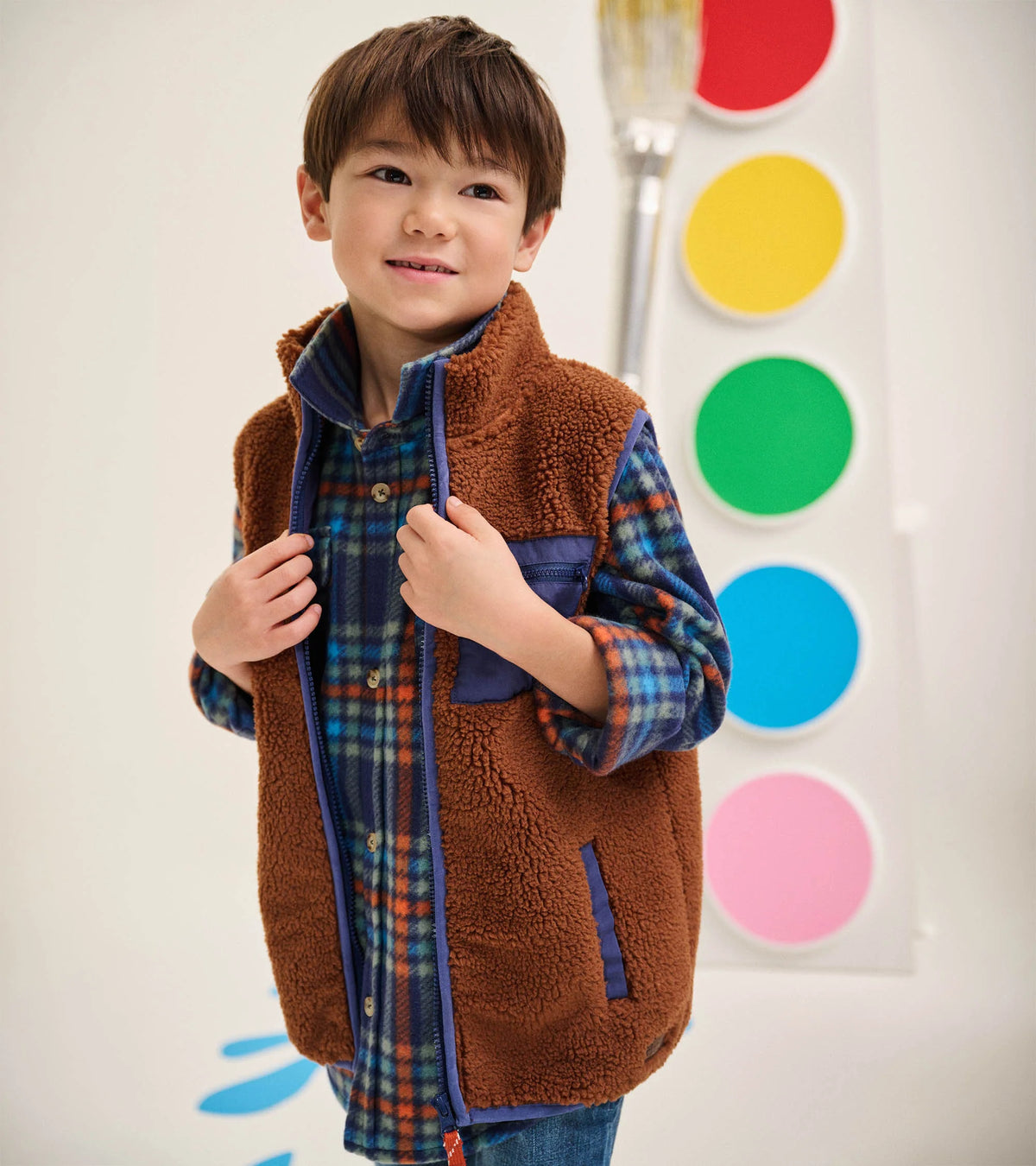 Tortoise Shell Faux Sherpa Vest