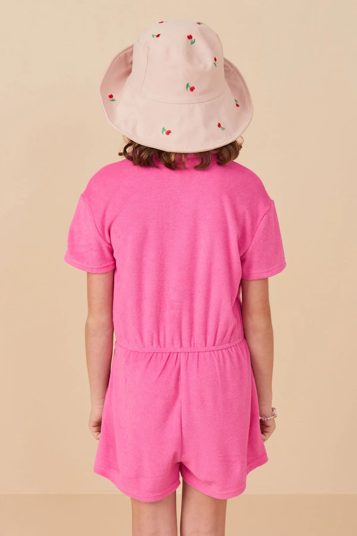 Button Detail Collared Terry Romper