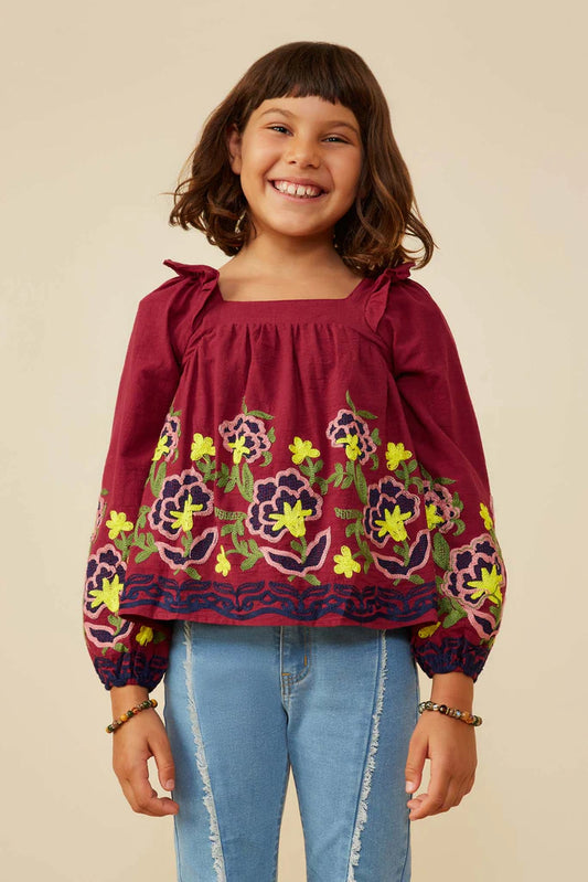 Floral Embroidered Ruffled Top