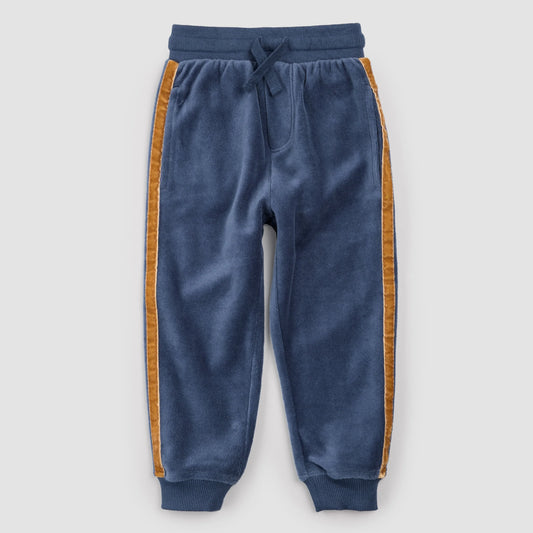 Retro Stripe on Miles Blue Velour Joggers