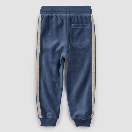 Retro Stripe on Miles Blue Velour Joggers