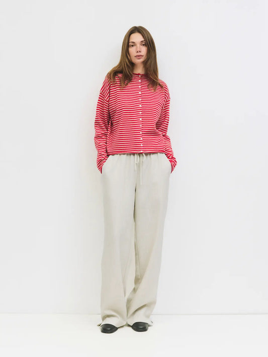 Elisa Striped Cardigan - Red/Beige