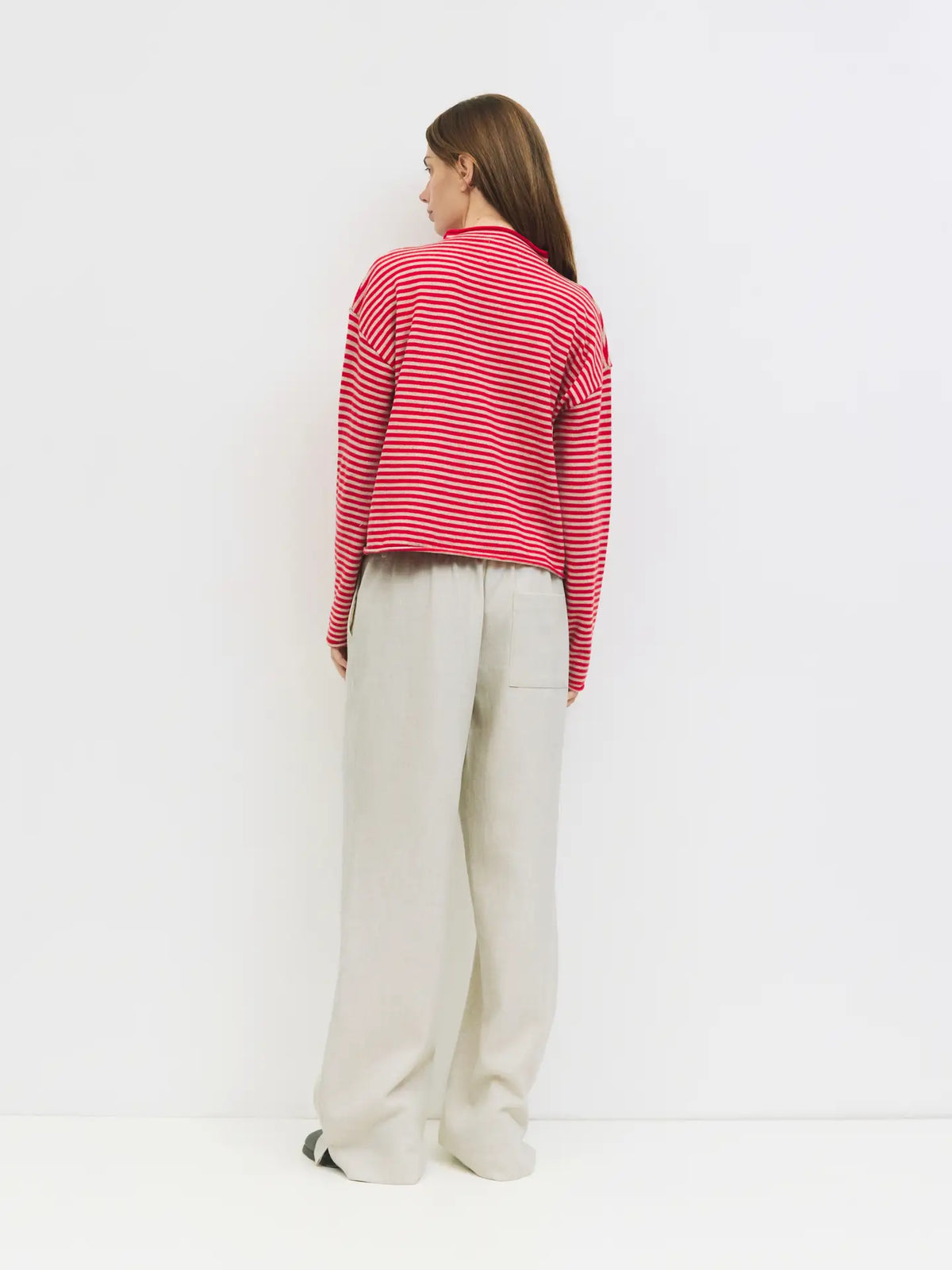Elisa Striped Cardigan - Red/Beige